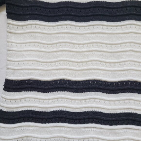Nanette Lepore Short Sleeve White & Black Striped Sweater Womens Size Small - Picture 2 of 10